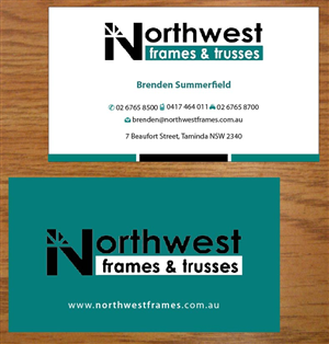 Diseño de Tarjeta de Presentación por Joy16589 para Northwest Frames and Trusses | Diseño: #3421370