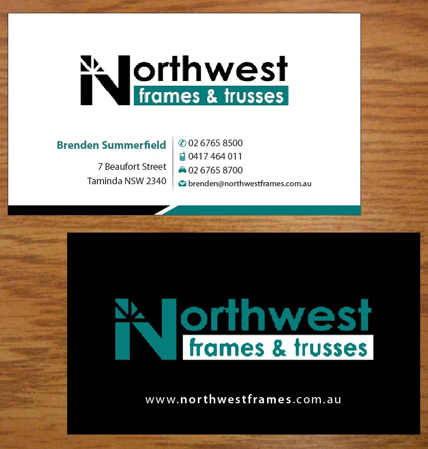 Diseño de Tarjeta de Presentación por Joy16589 para Northwest Frames and Trusses | Diseño #3421375