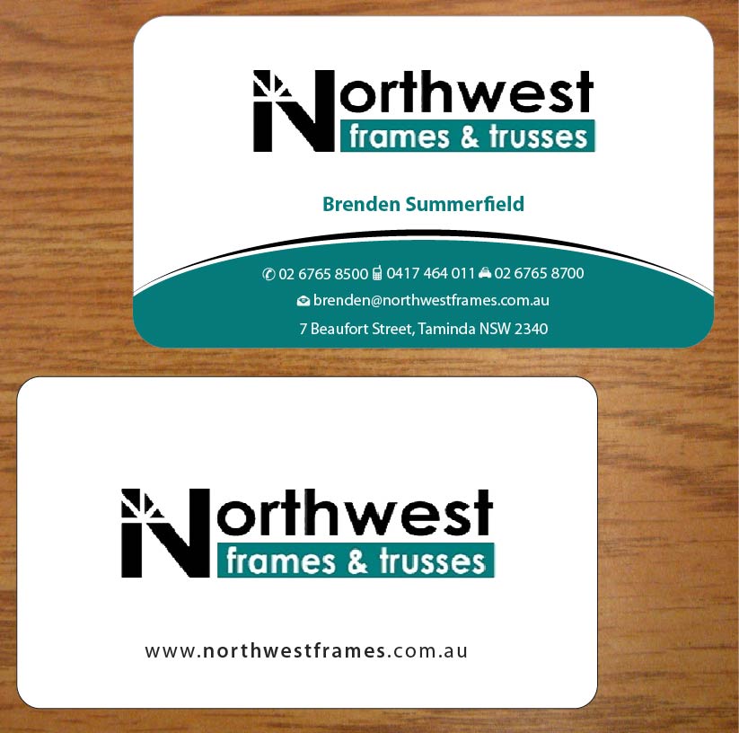 Diseño de Tarjeta de Presentación por Joy16589 para Northwest Frames and Trusses | Diseño #3421403