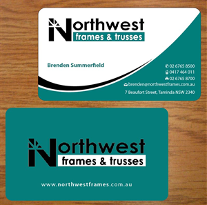 Diseño de Tarjeta de Presentación por Joy16589 para Northwest Frames and Trusses | Diseño: #3421420