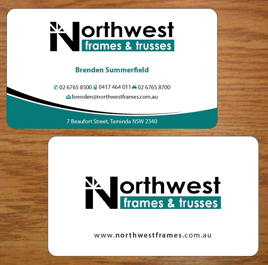 Diseño de Tarjeta de Presentación por Joy16589 para Northwest Frames and Trusses | Diseño #3421426