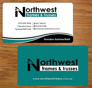 Diseño de Tarjeta de Presentación por Joy16589 para Northwest Frames and Trusses | Diseño: #3421440
