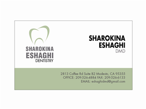 Business Card Design by WittyDogDesignsLLC for Sharokina Eshaghi DMD Inc. | Design: #3446568
