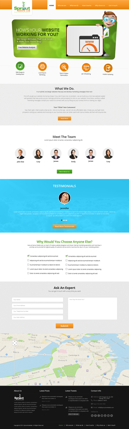 Wordpress Design by OM for Sprout Media Lab | Design #3464881