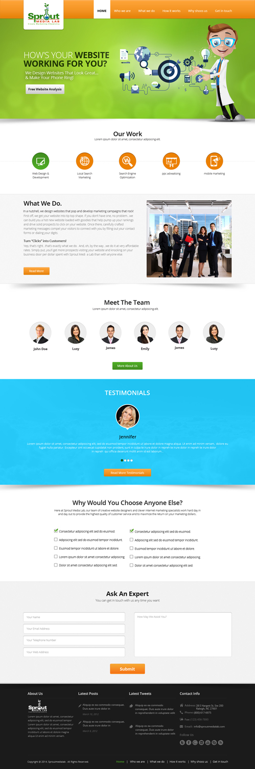 Wordpress Design by OM for Sprout Media Lab | Design #3464884