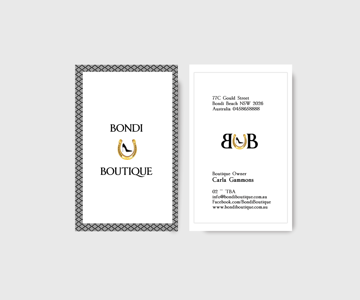 Business Card Design by Seamus Radu for Bondi Boutique | Design #3439674