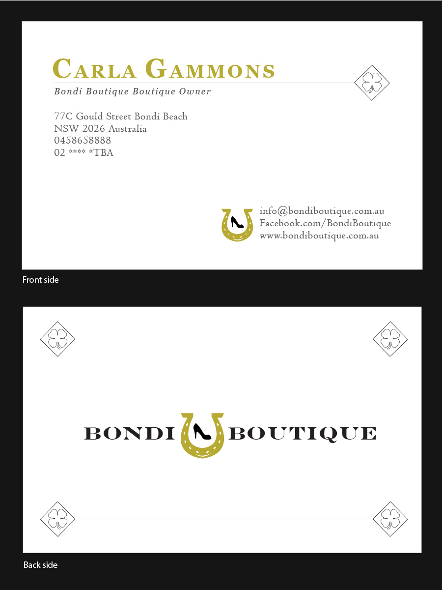 Business Card Design by Antares for Bondi Boutique | Design #3447135
