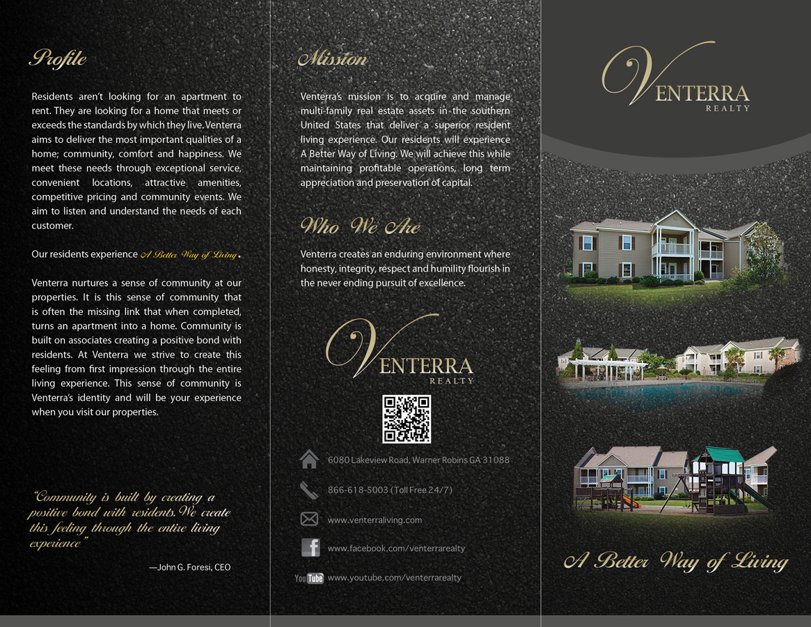 Brochure Design by Lawrence Conde for Venterra Realty | Design #902259