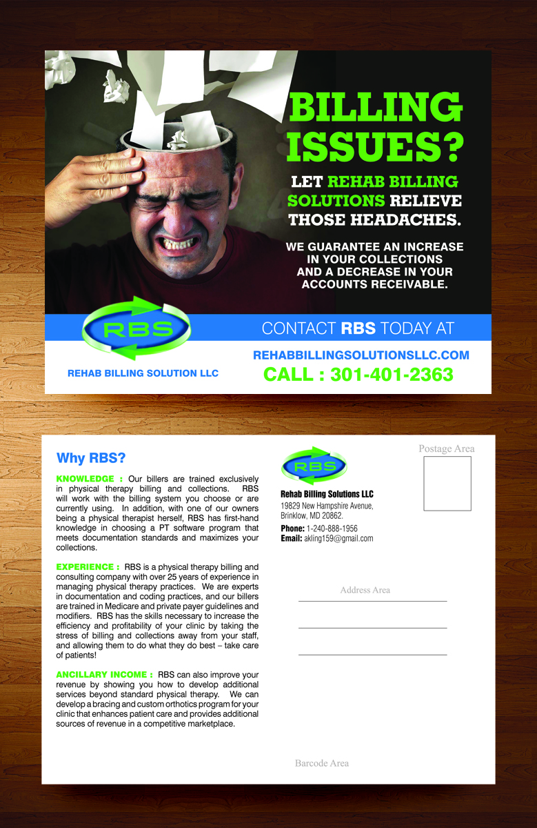 Diseño de Postal por rkailas para Rehab Billing Solutions | Diseño #3474410
