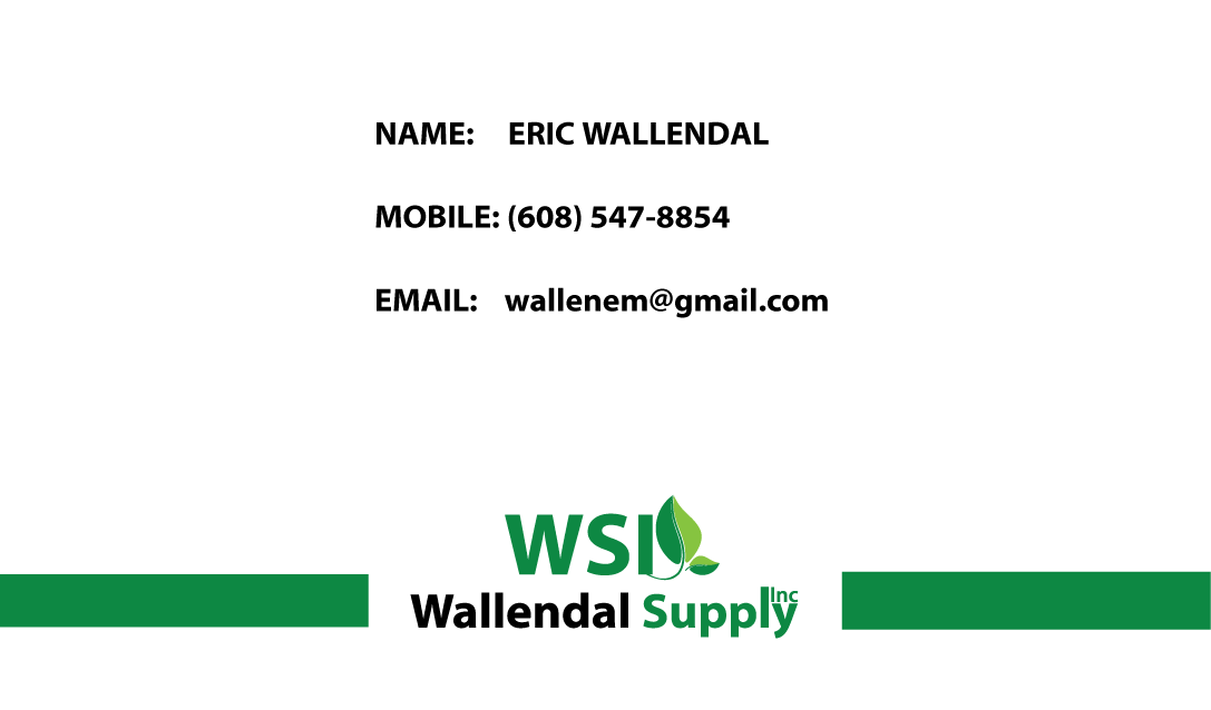 Business Card Design by Elkana Letting for Wallendal Supply Inc | Design #3530055
