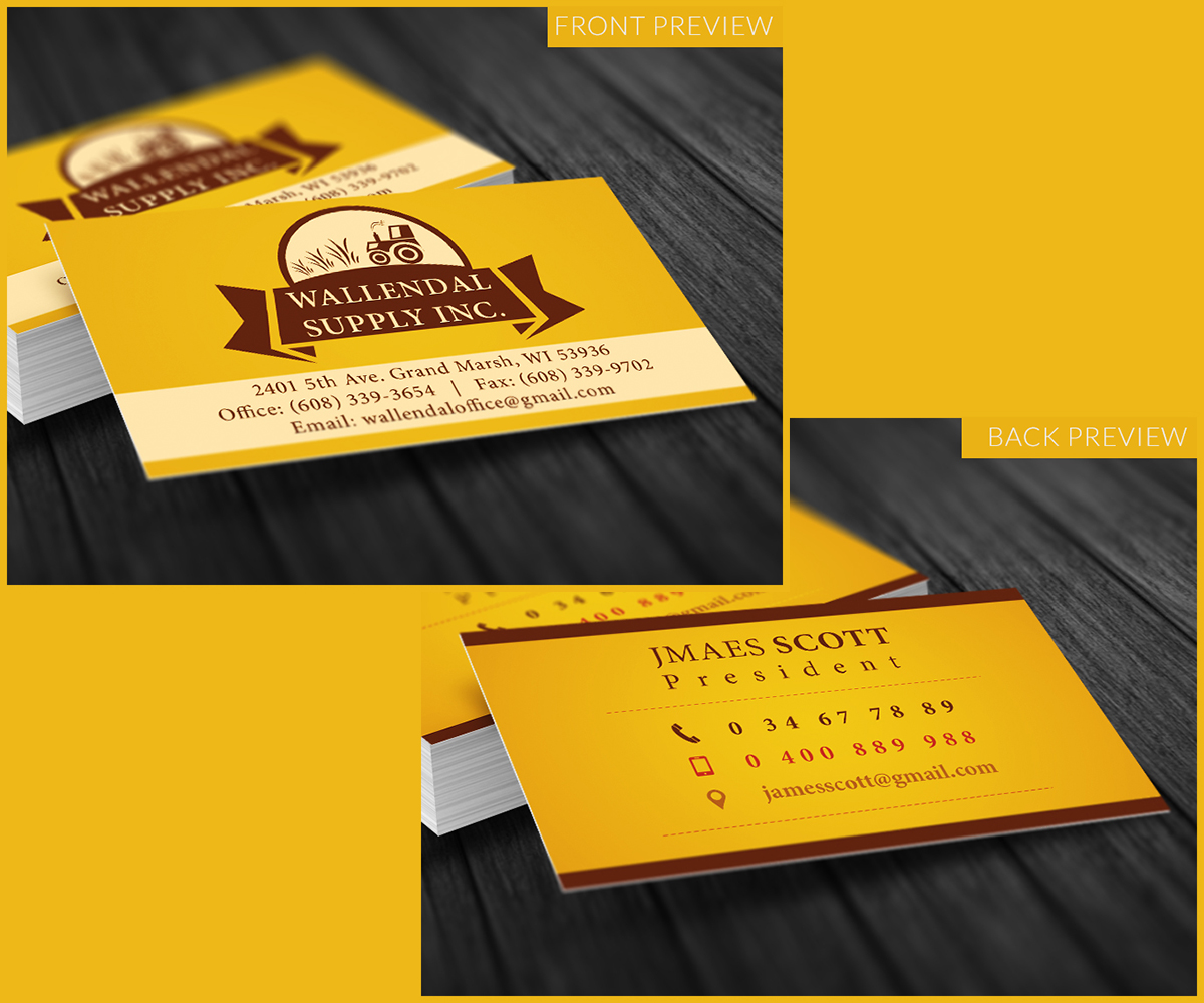Diseño de Tarjeta de Presentación por Square Monkey para Wallendal Supply Inc | Diseño #3475213