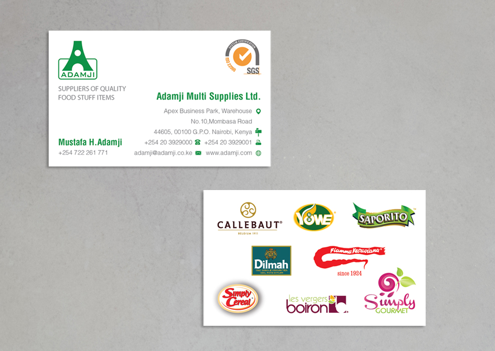 Business Card Design by juca for adamji distributors ltd | Design #3509361