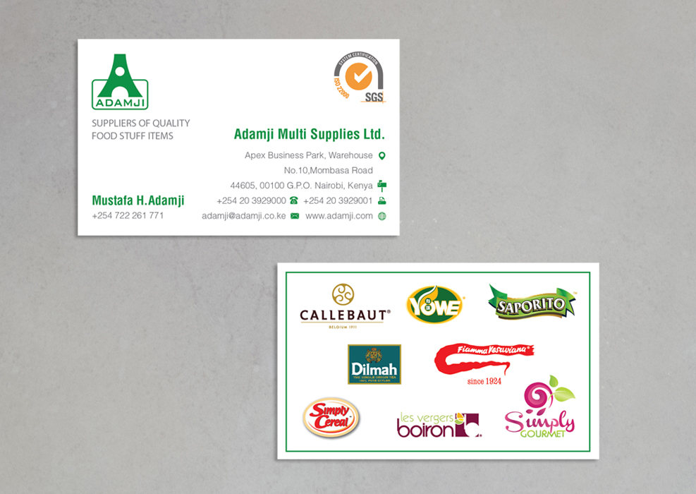 Business Card Design by juca for adamji distributors ltd | Design #3509459