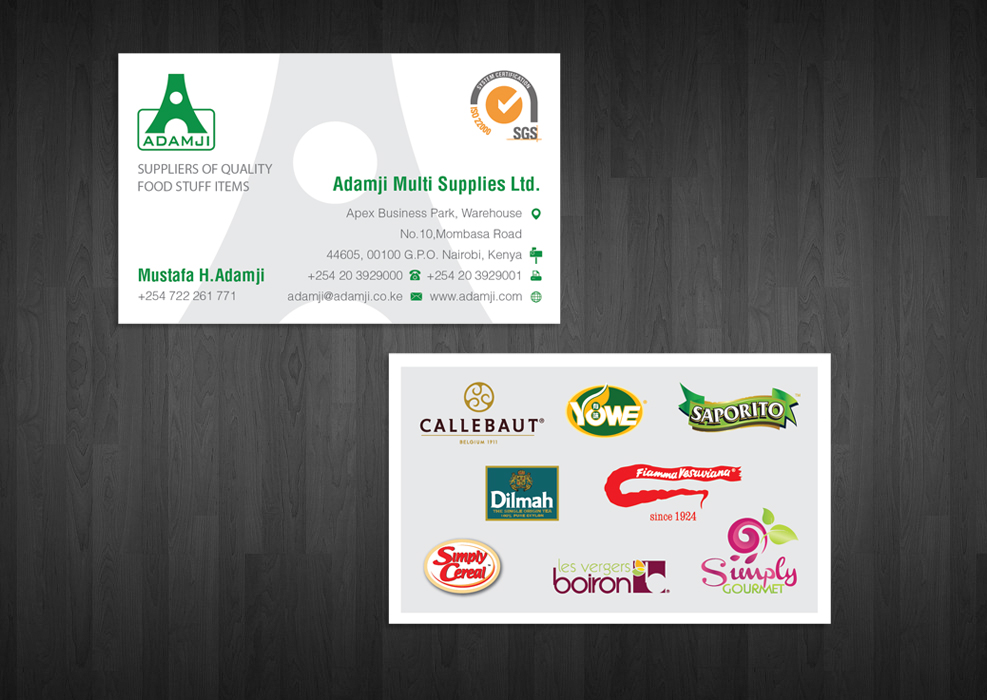 Business Card Design by juca for adamji distributors ltd | Design #3509823
