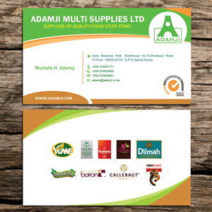 Diseño de Tarjeta de Presentación por Sandaruwan para adamji distributors ltd | Diseño #3455875