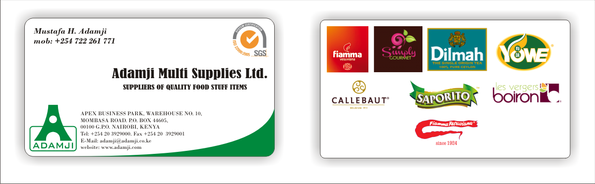 Business Card Design by MG for adamji distributors ltd | Design #3495523