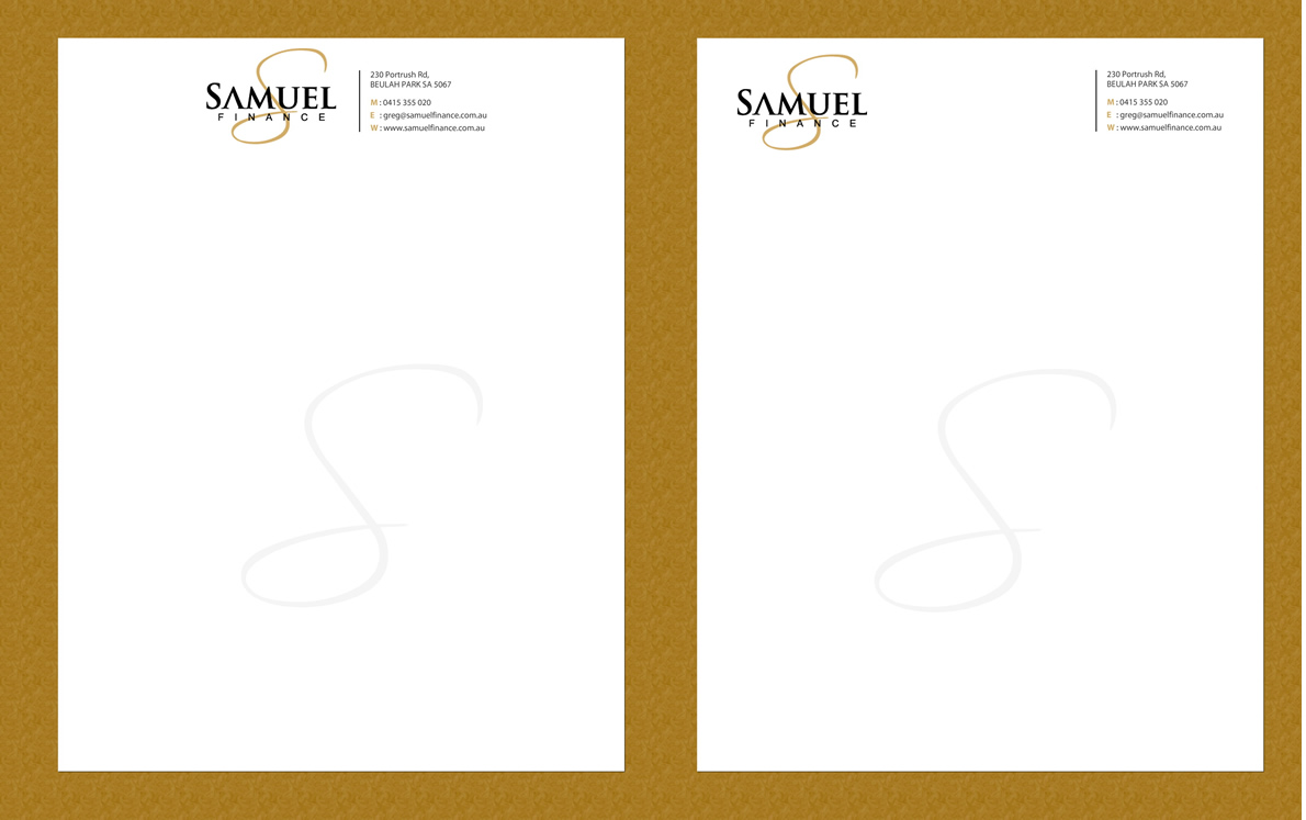 Schreibwaren-Design von Sbss für Samuel Finance Pty Ltd | Design #864701