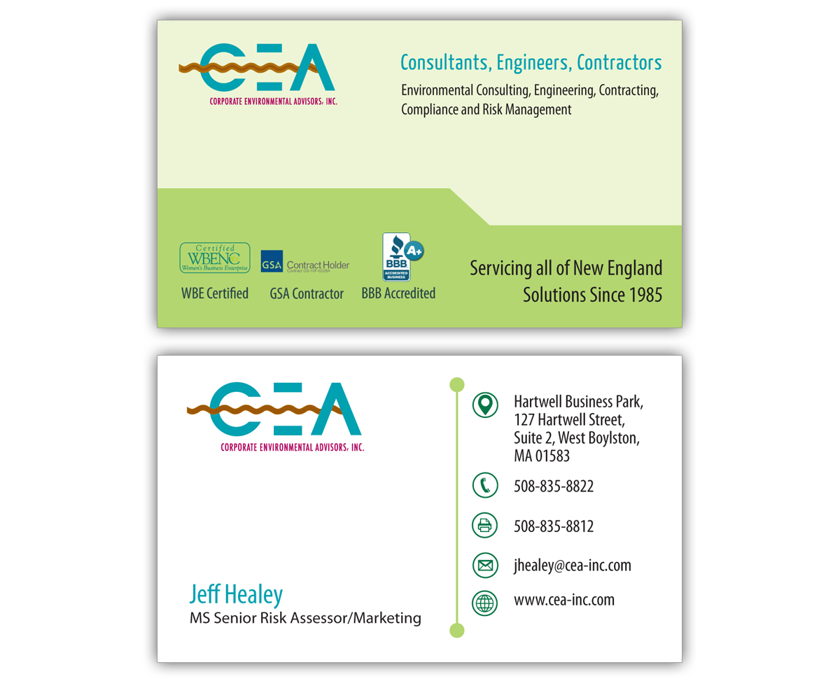Design de Carte de Visite par Andrew1965 pour Corporate Environmental Advisors, Inc.  | Design #3471868