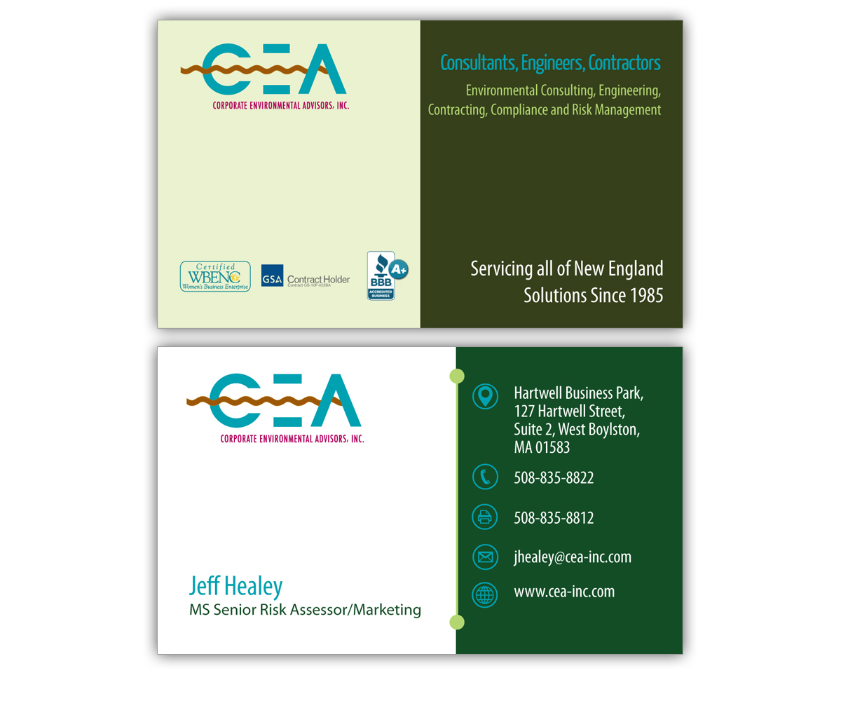 Business Card Design by Andrew1965 for Corporate Environmental Advisors, Inc.  | Design #3471976
