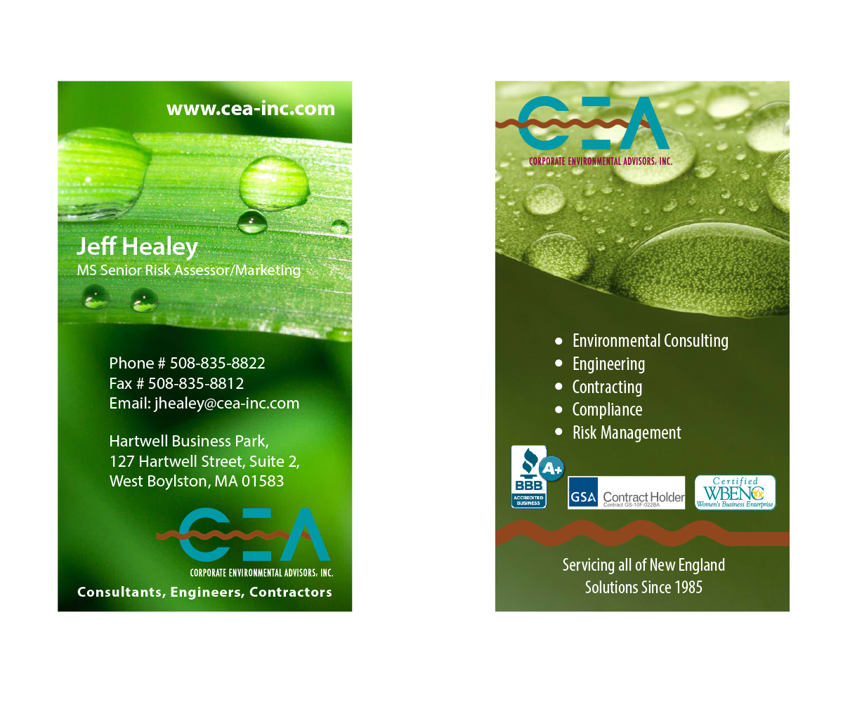 Business Card Design by Mysterious Design X for Corporate Environmental Advisors, Inc.  | Design #3515832