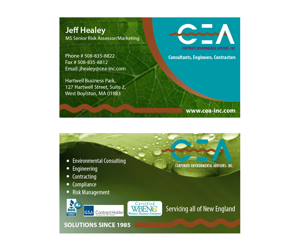 Business Card Design by Mysterious Design X for Corporate Environmental Advisors, Inc.  | Design #3516235
