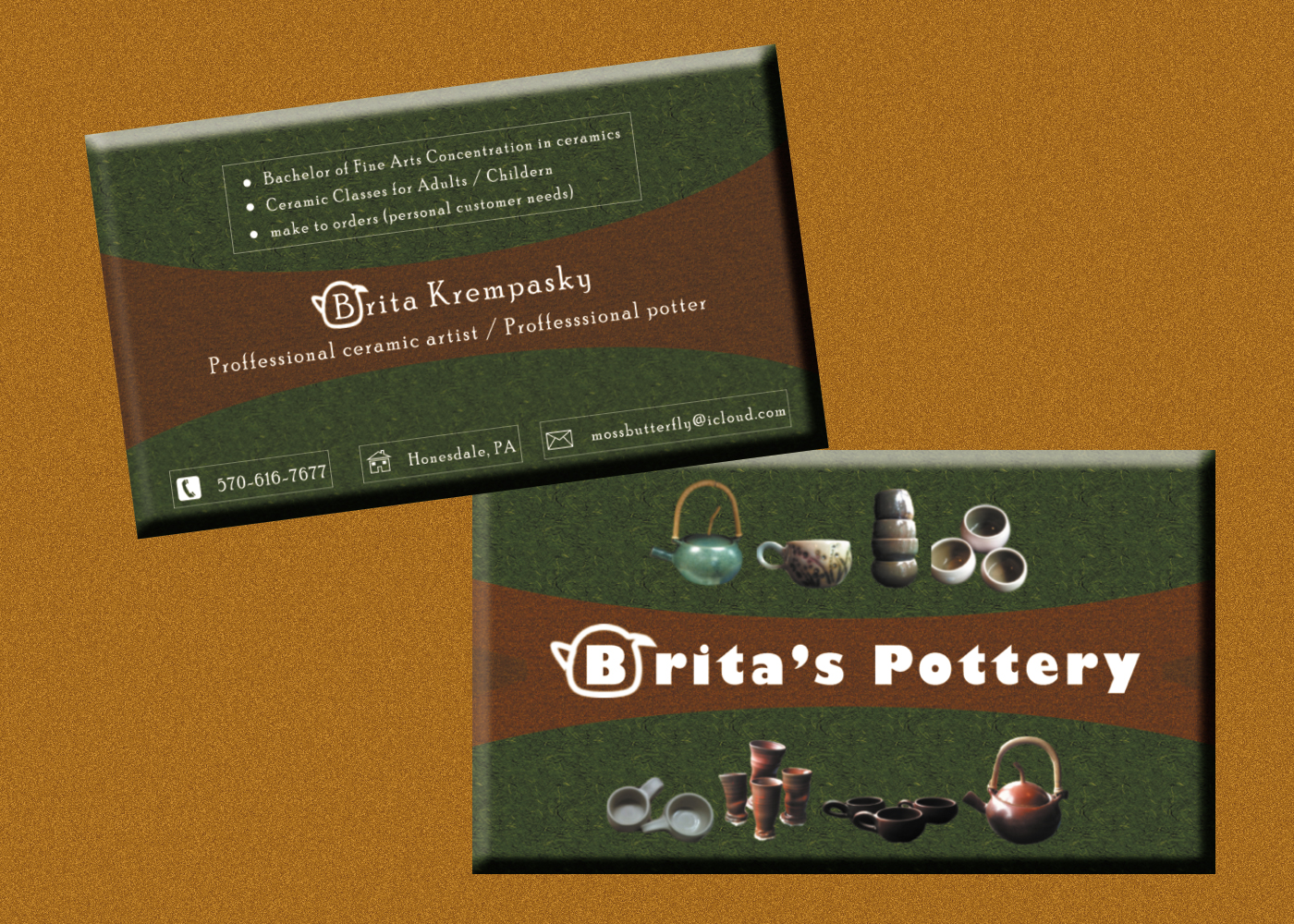 Diseño de Tarjeta de Presentación por Swayam para Brita's Ceramics /Brita's Pottery  | Diseño #3497878