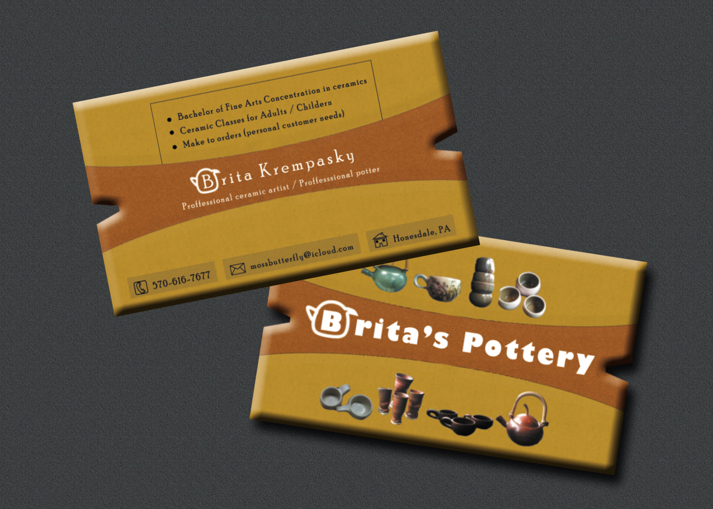 Diseño de Tarjeta de Presentación por Swayam para Brita's Ceramics /Brita's Pottery  | Diseño #3498369