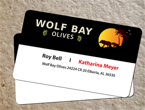 Business Card Design by Elkana Letting for Wolf Bay Olives | Design #3482684