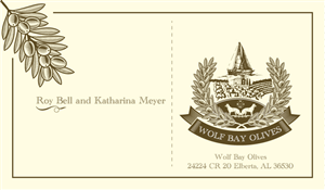 Business Card Design by riomeetfriends for Wolf Bay Olives | Design #3487573
