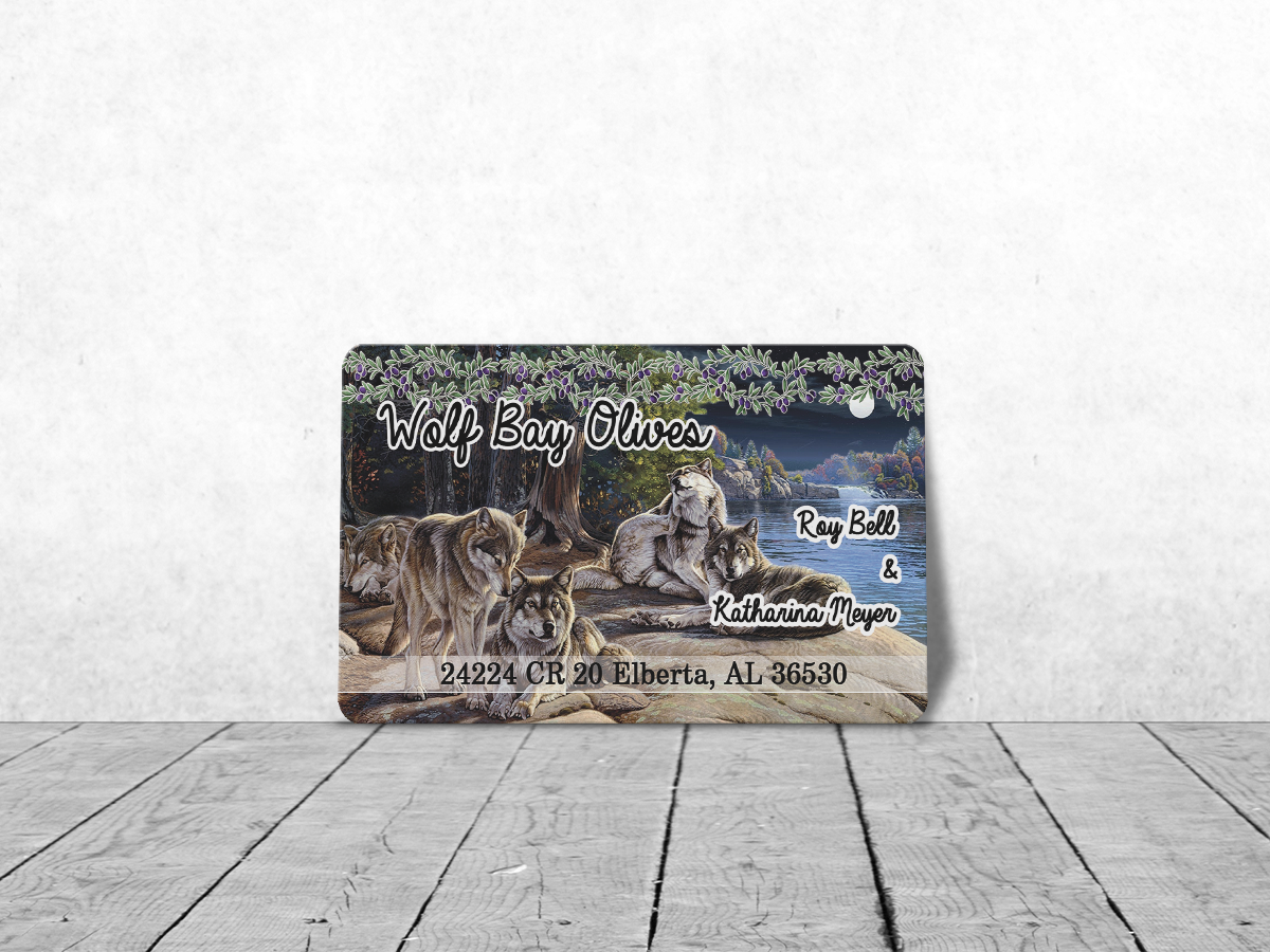 Business Card Design by Sajin for Wolf Bay Olives | Design #3485671