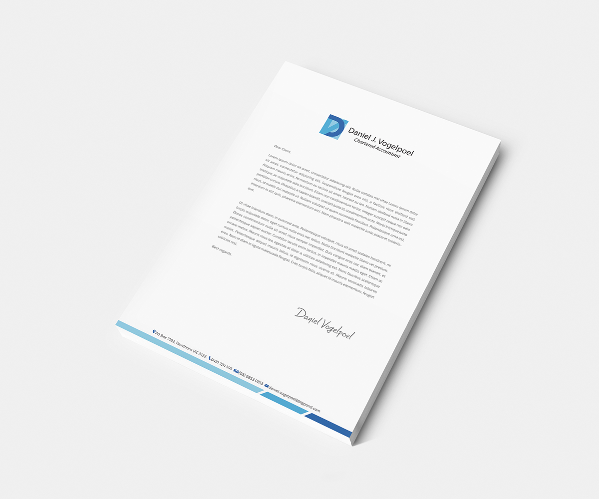 Letterhead Design by Owtee-TheDreamer. for Daniel J. Vogelpoel, Chartered Accountant | Design #3517694