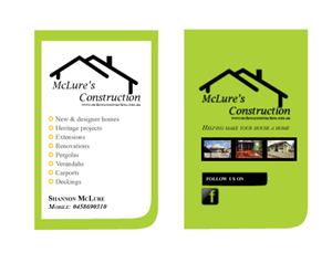 Diseño de Tarjeta de Presentación por eayeri para Mclure's construction | Diseño: #3474978