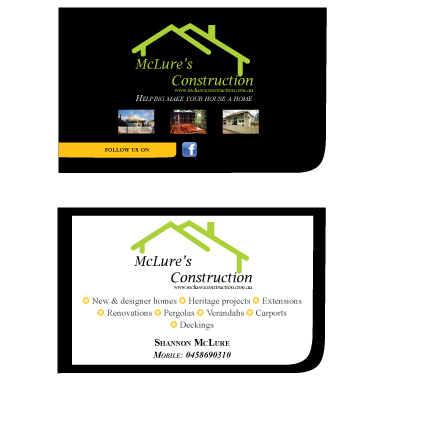 Diseño de Tarjeta de Presentación por eayeri para Mclure's construction | Diseño #3477151