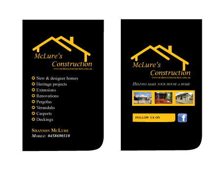 Diseño de Tarjeta de Presentación por eayeri para Mclure's construction | Diseño #3477191