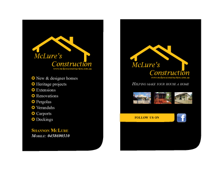 Diseño de Tarjeta de Presentación por eayeri para Mclure's construction | Diseño #3477192