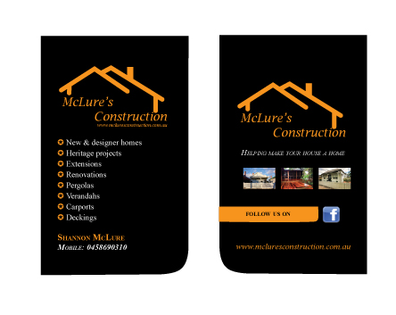 Diseño de Tarjeta de Presentación por eayeri para Mclure's construction | Diseño #3481284