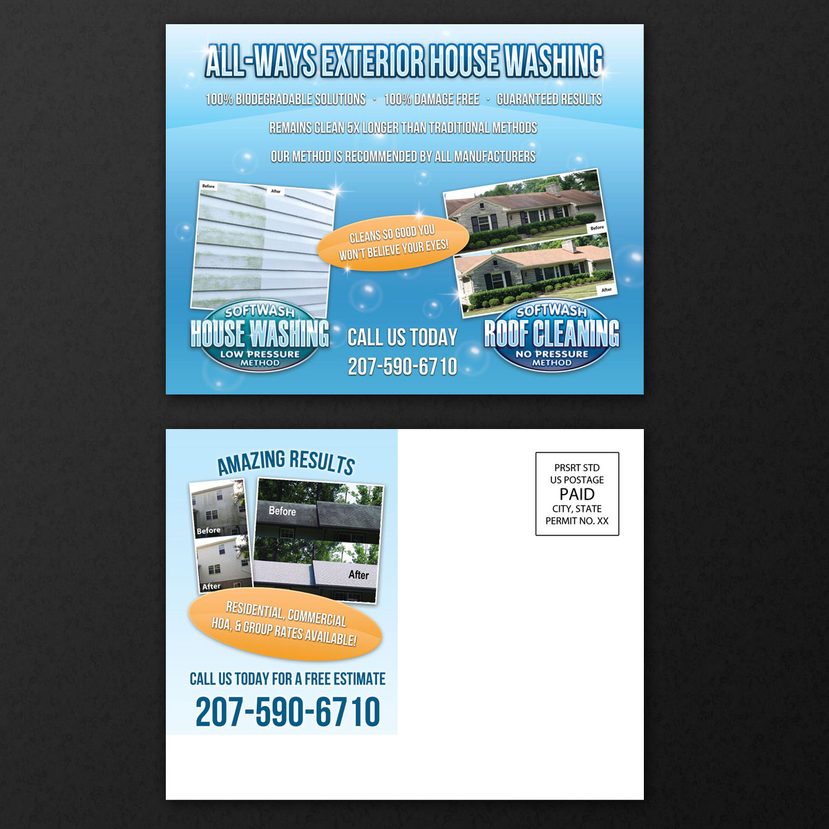 Postcard Design by Making the Impact for All ways exterior house washing | Design #3499647