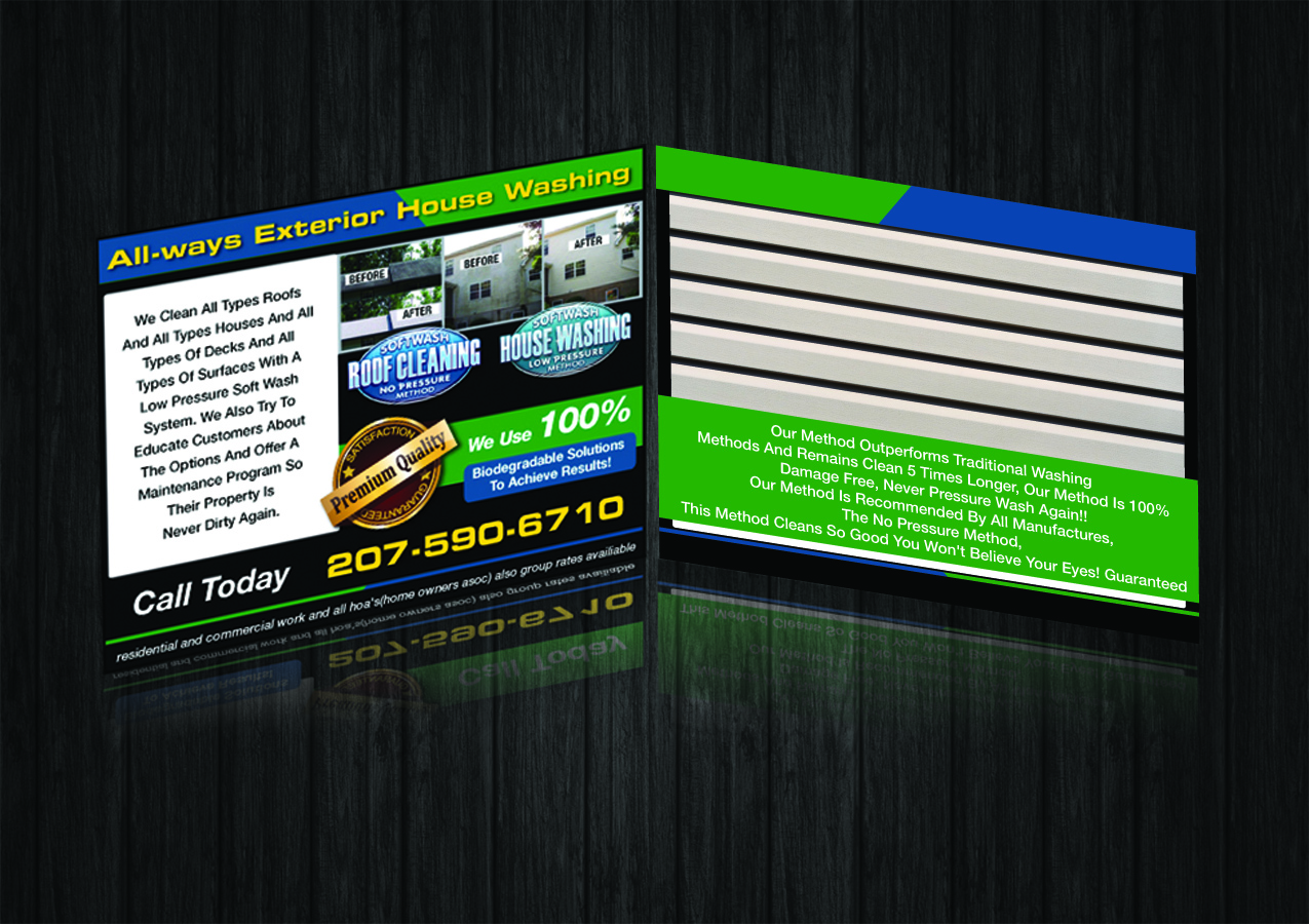 Postcard Design by John Matthew for All ways exterior house washing | Design: #3506604