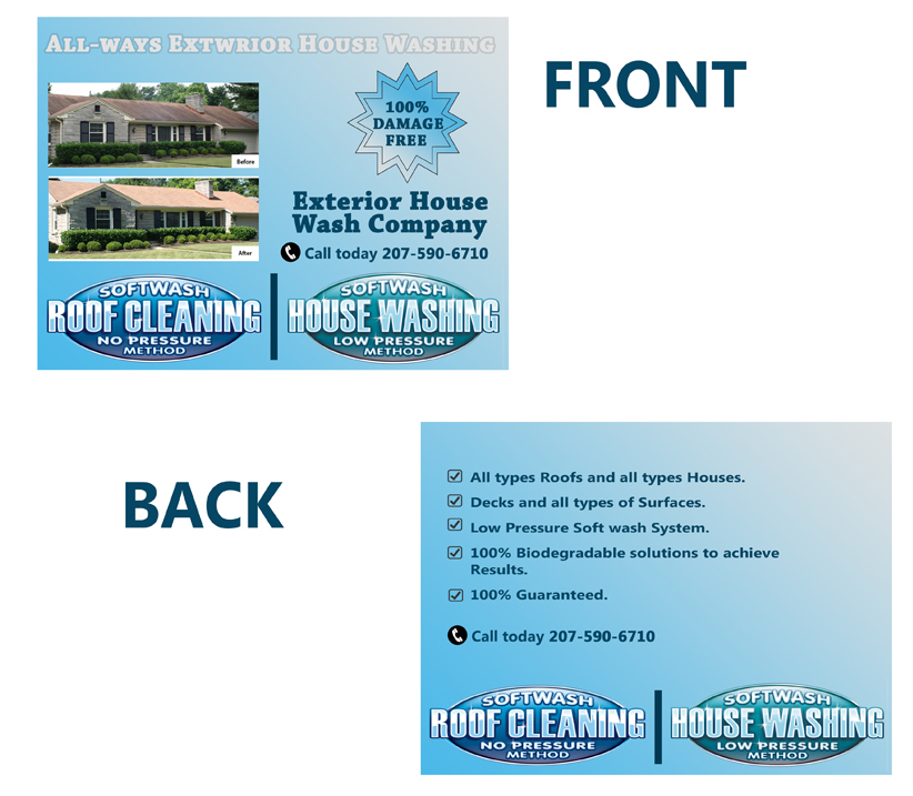 Postcard Design by hassuu-44 for All ways exterior house washing | Design #3483726