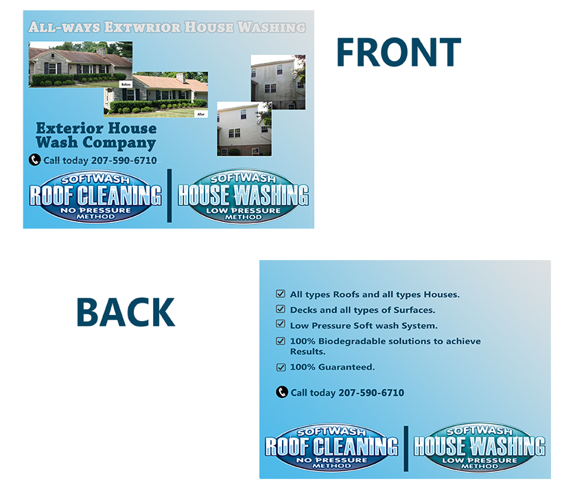 Postcard Design by hassuu-44 for All ways exterior house washing | Design #3498562