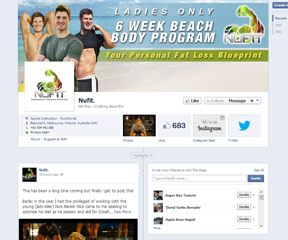 Facebook Design by jeffdefy for NUFIT | Design #3493822
