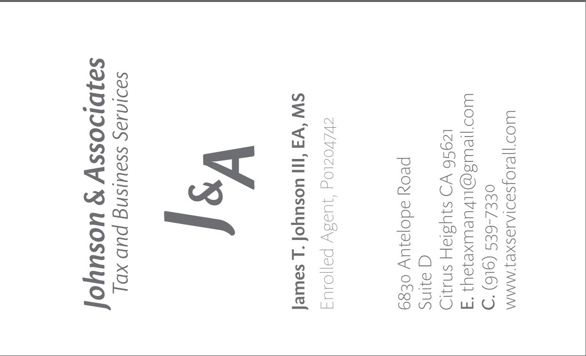 Business Card Design by sourceman12 for Johnson & Associates Tax Services | Design #3491835