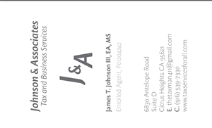 Business Card Design by sourceman12 for Johnson & Associates Tax Services | Design #3491835