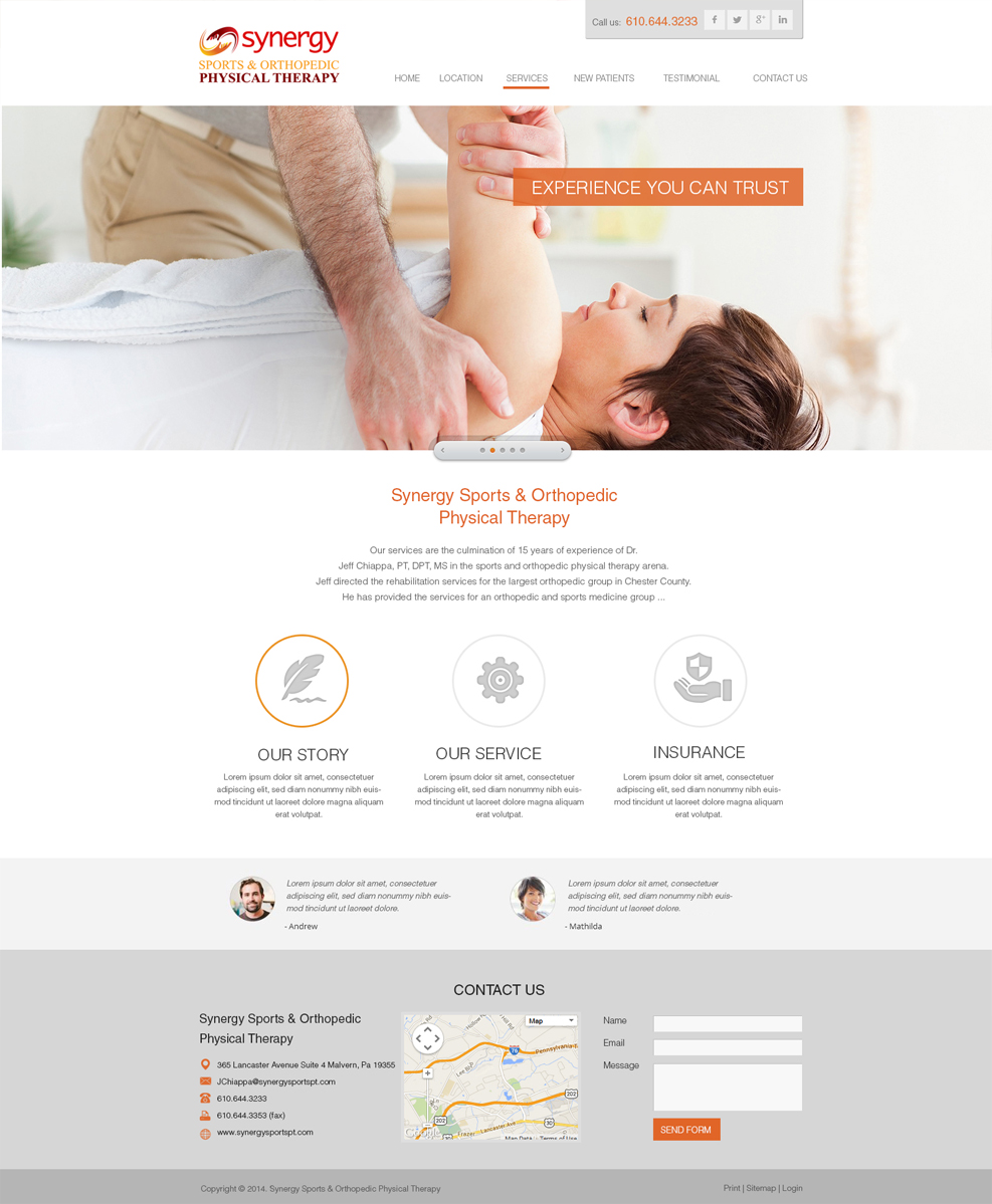 Web Design by juca for Synergy Sports & Orthopedic Physical Therapy | Design #3538082