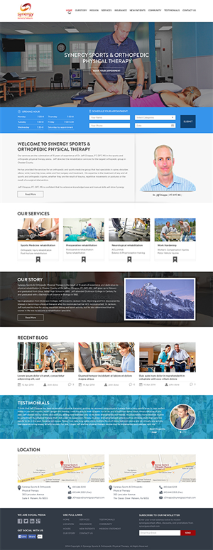 Web-Design von Mayank Patel für Synergy Sports & Orthopedic Physical Therapy | Design #3518496