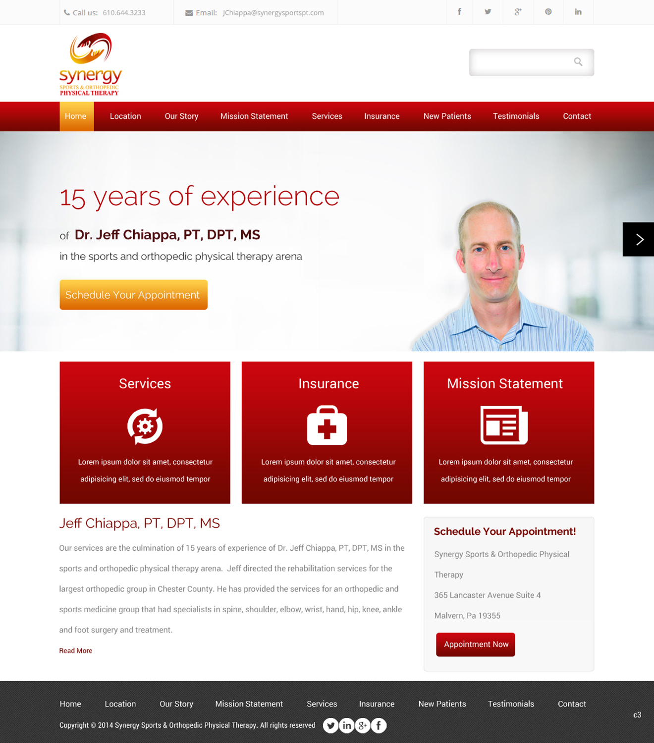Web Design by pb for Synergy Sports & Orthopedic Physical Therapy | Design #3493281