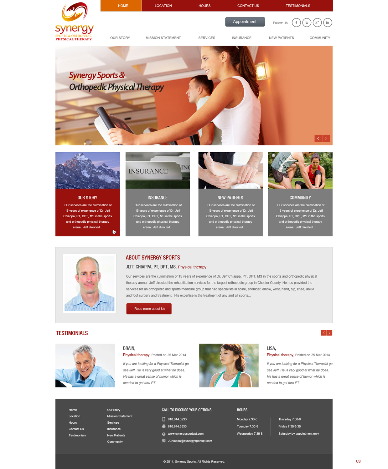 Web Design by pb for Synergy Sports & Orthopedic Physical Therapy | Design #3493285