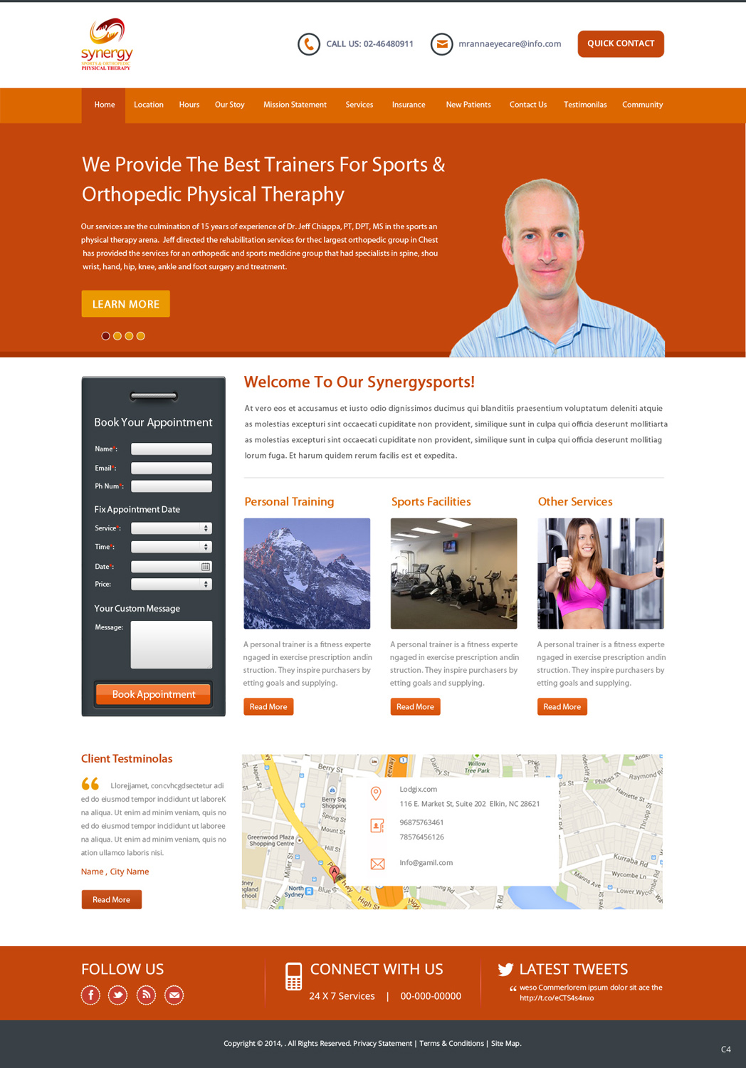 Web Design by pb for Synergy Sports & Orthopedic Physical Therapy | Design #3493288