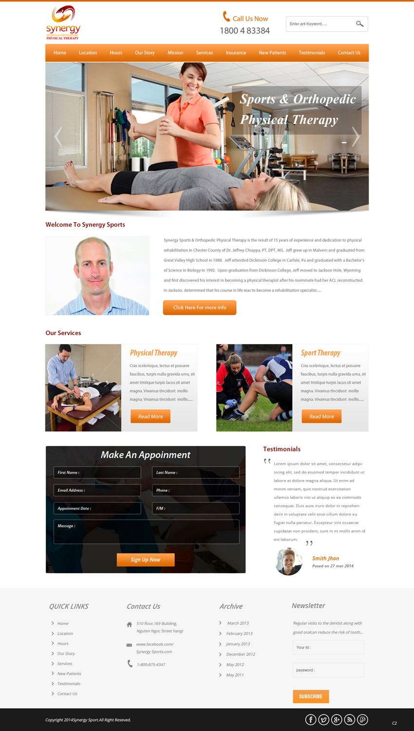 Diseño Web por pb para Synergy Sports & Orthopedic Physical Therapy | Diseño #3493290