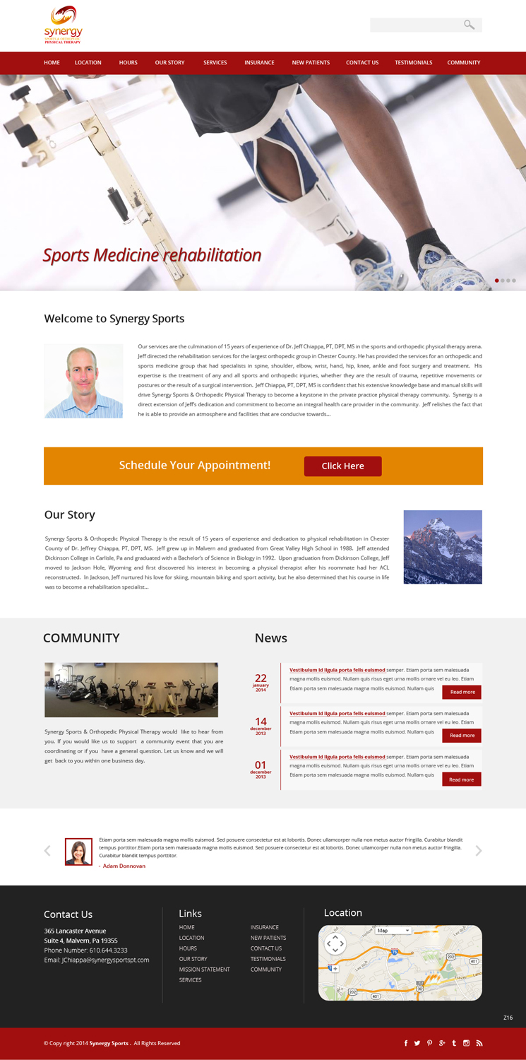 Web Design by pb for Synergy Sports & Orthopedic Physical Therapy | Design #3493295